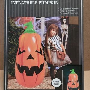 New 4Ft Free Standing Blow Up Pumpkin